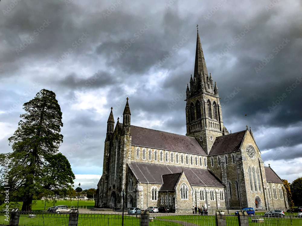 St Mary's cathedral with the cloudy background -  Killarney National Park , near the town of Killarney, County Kerry, Ireland