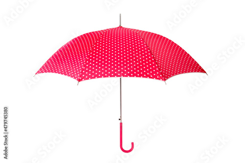 水玉の赤い傘、白バック