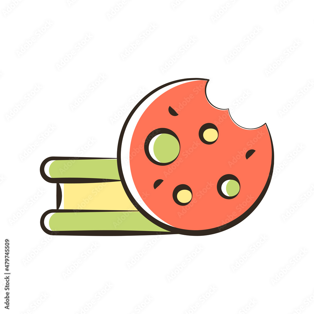 Obraz premium Biscuit vector Filled Outline Icon Design illustration. Food and Drink Symbol on White background EPS 10 File