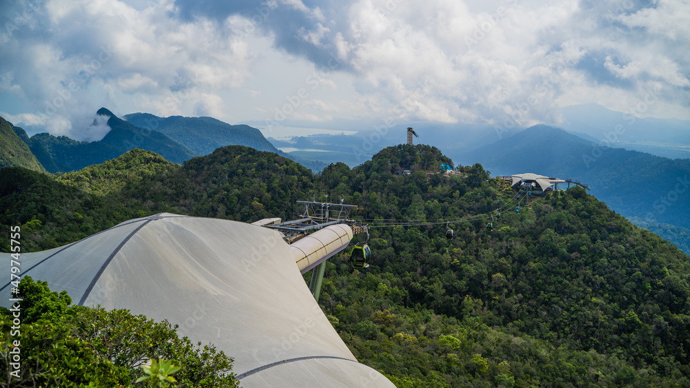 Cable Car, Skylift and the Skybridge at in Langkawi, Malaysia.