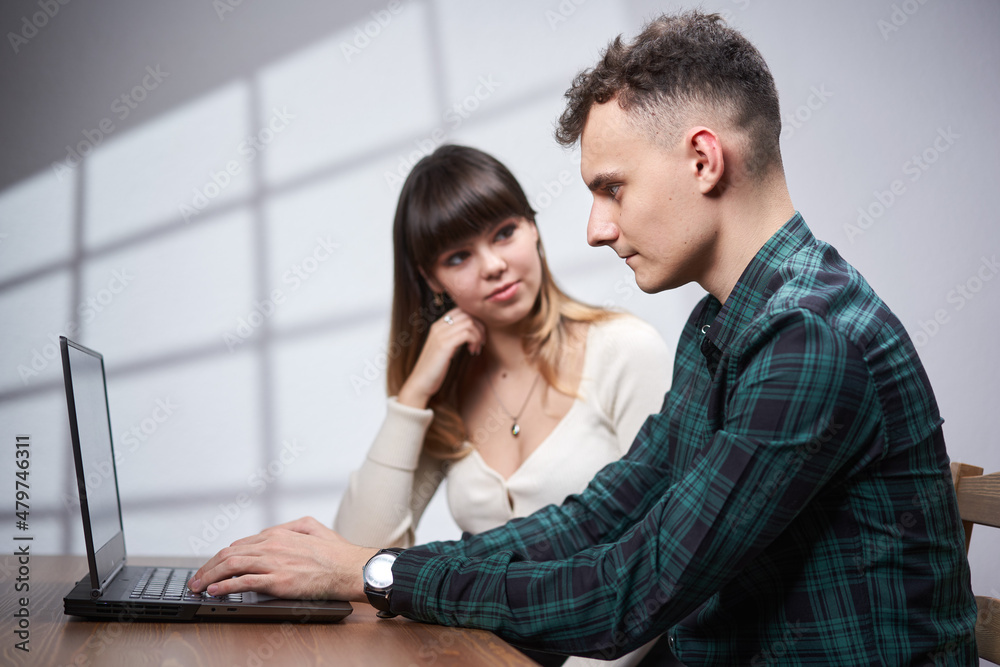 Business couple working from home Business couple working from home