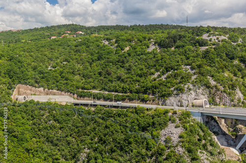 View of A7 freeway near Rijeka, Croatia