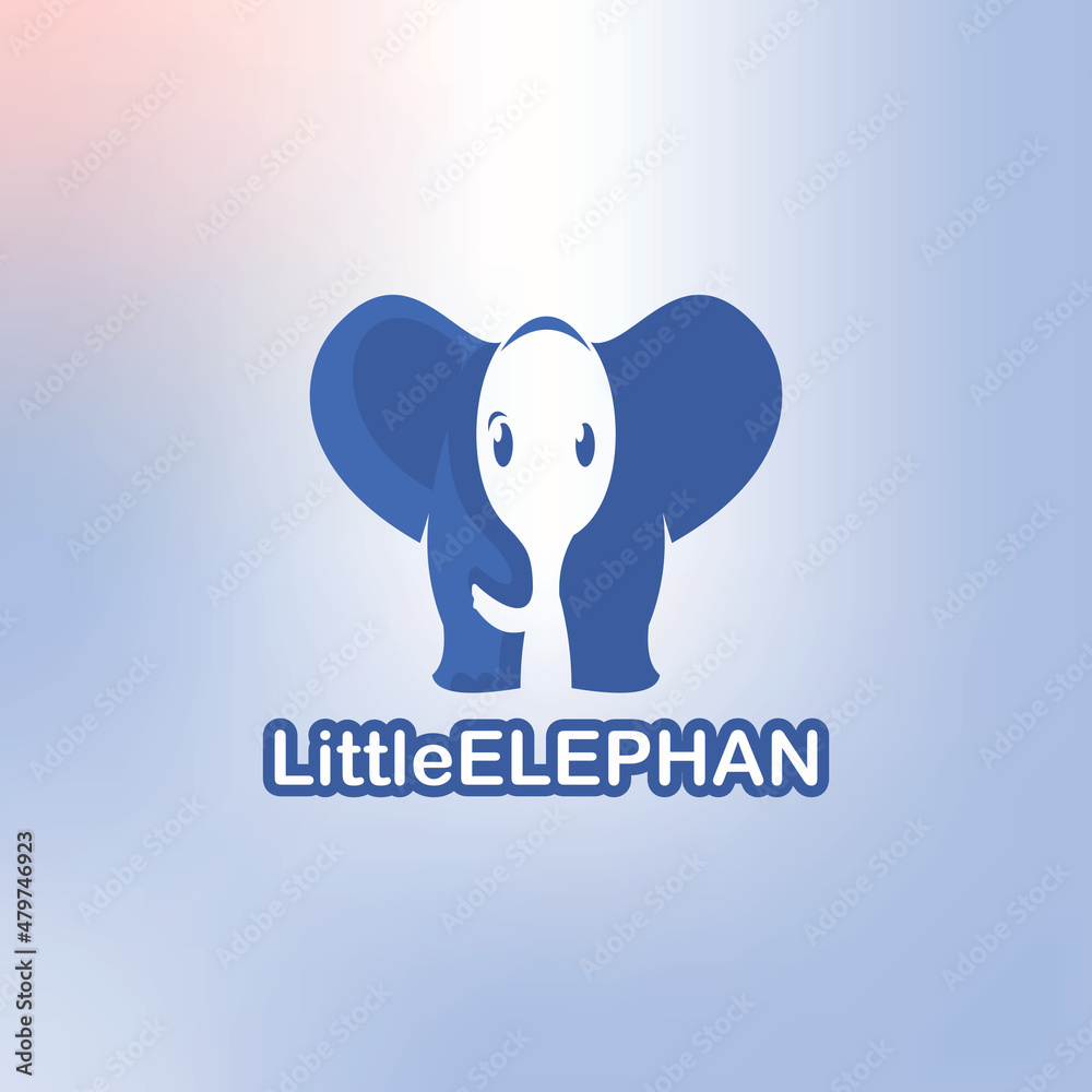 small funny elephant logo, silhouette of simple elephat vector illustrations