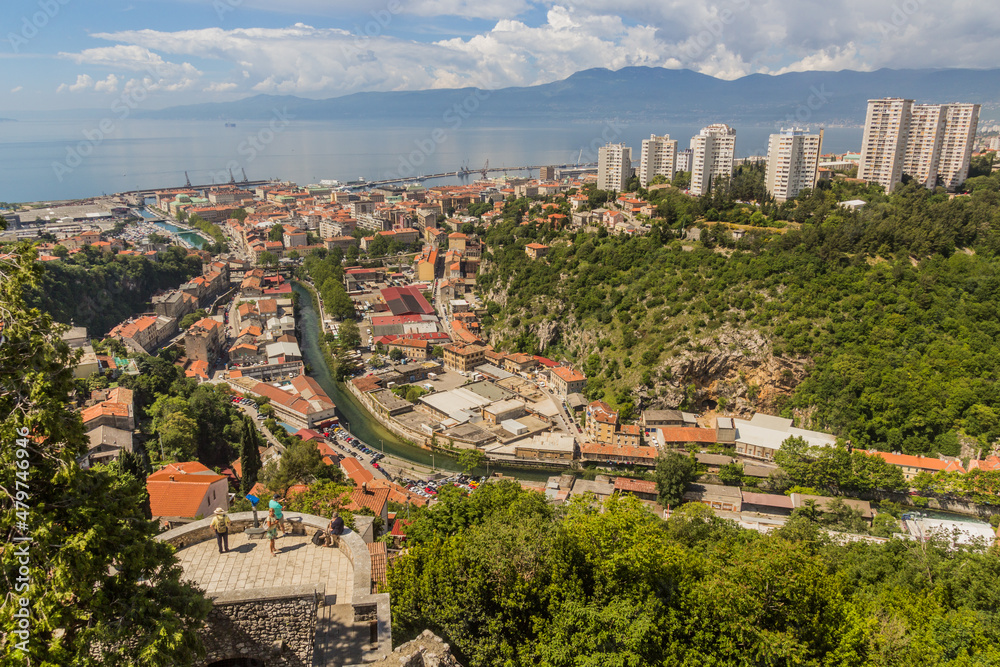 RIJEKA, CROATIA - MAY 23, 2019: View of Rijeka from Trsat castle, Croatia