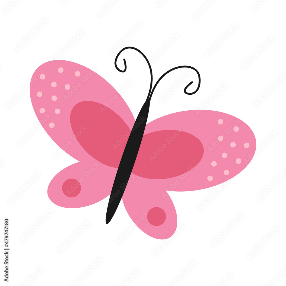 Vector cute pink butterfly. Insect clipart. Vector cute pink butterfly. Insect clipart.