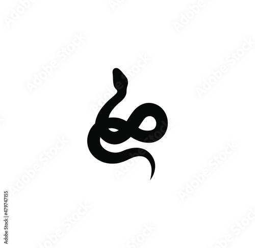 Vector isolated black painted sihouette of the writhing snake