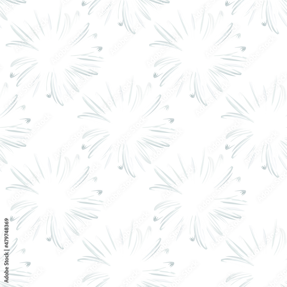 Chamomile flowers. White Daisy petals, flower arrangement on white background, seamless texture, vector illustration