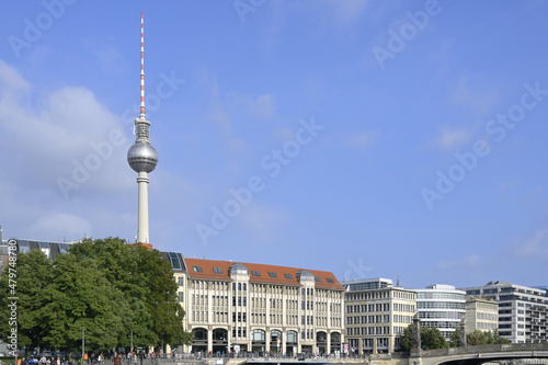 Wallpaper Mural Berlin Television tower viewzed from the Spree riverbank, Berlin Mitte district, Berlin, Germany Torontodigital.ca