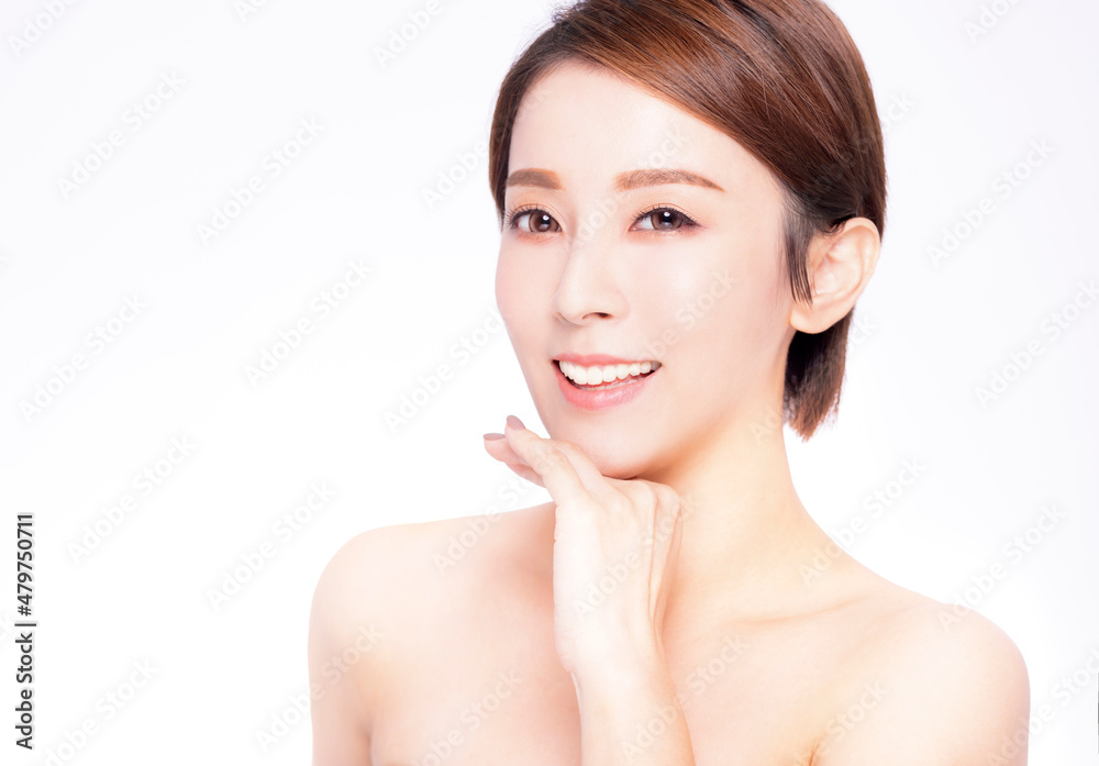 Closeup asian beauty face with skin care healthy Closeup asian beauty face with skin care healthy