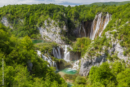 Sastavci and Veliki slap waterfalls in Plitvice Lakes National Park  Croatia