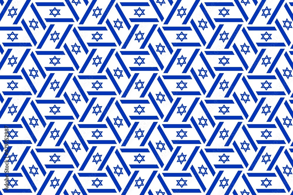 Geometric pattern in the colors of the national flag of Israel. The colors of Israel. Geometric pattern in the colors of the national flag of Israel. The colors of Israel.