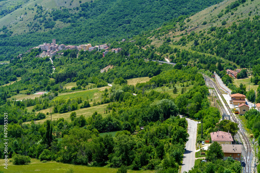 Landscape of Valle Peligna, Abruzzo, near Raiano and Anversa