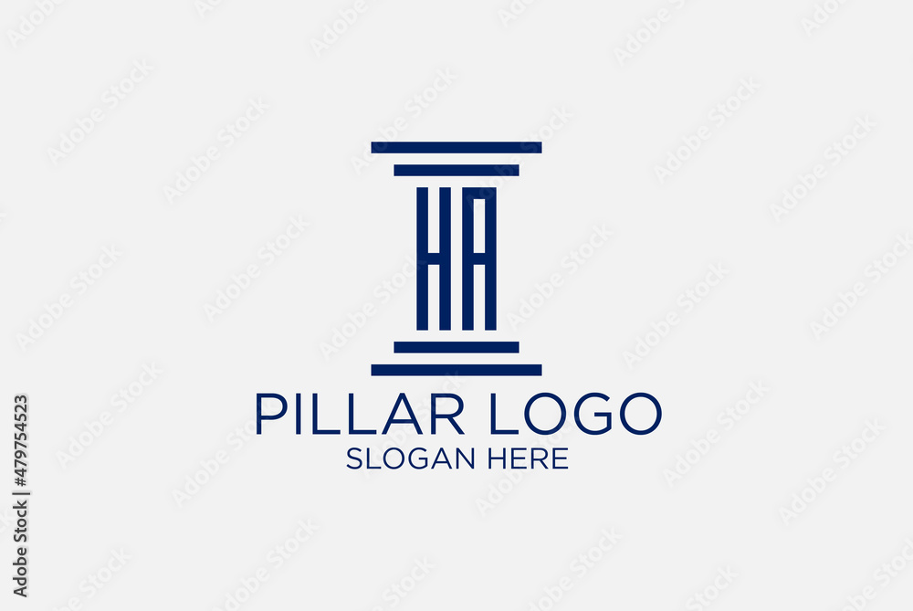 logo pillar of law initials h a. premium vector