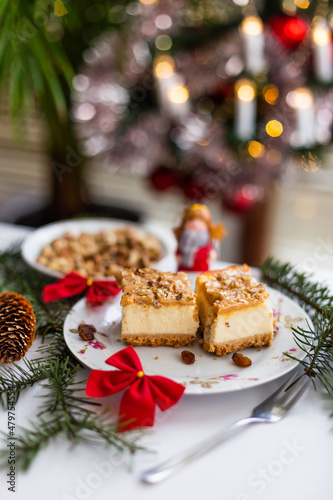 christmas cake with christmas decorations