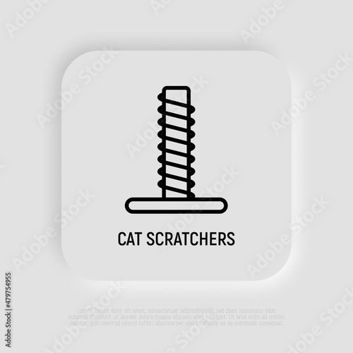 Cat scratcher thin line icon. Modern vector illustration for pet shop.