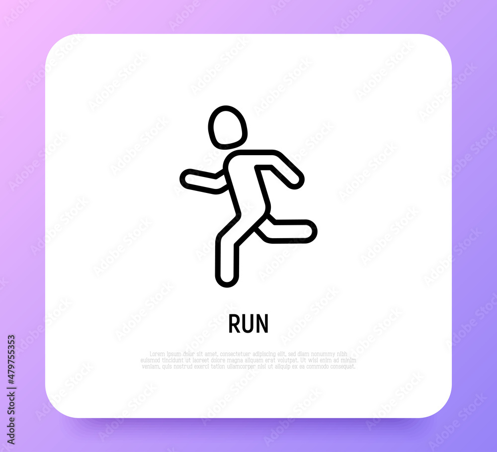 Running man thin line icon. Marathon runner. Modern vector illustration.