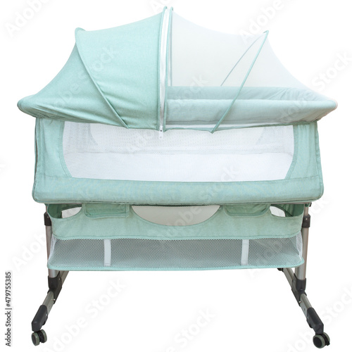 Fotografie Baby bassinet travel cot co-sleeper, isolated over white