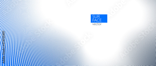 Dotted vector abstract background, blue and grey dots in perspective flow, dotty texture abstraction, big data technology image, cool backdrop.
