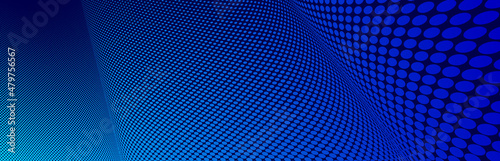 Blue lines in 3D perspective vector abstract background, dynamic linear minimal design, wave lied pattern in dimensional and movement.