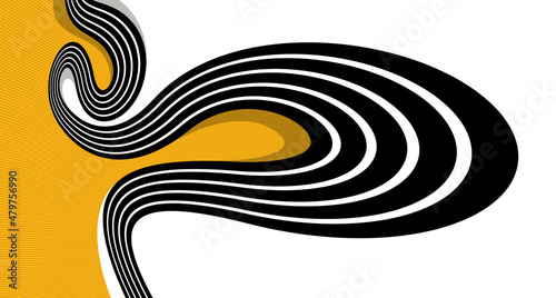 Lines in motion vector abstract background, 3D perspective creative optical design with stripes, sound and music concept, flowing lines.