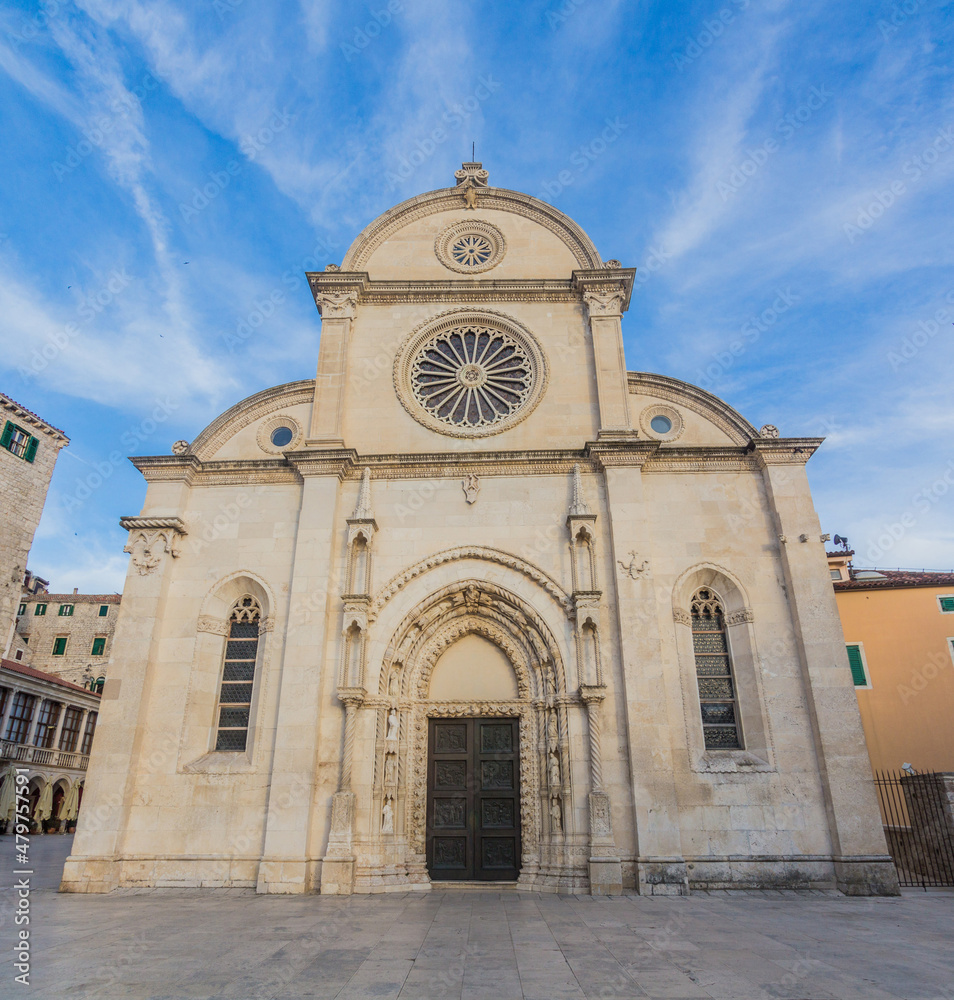 Portal of the Cathedral of Saint James in Sibenik, Croatia