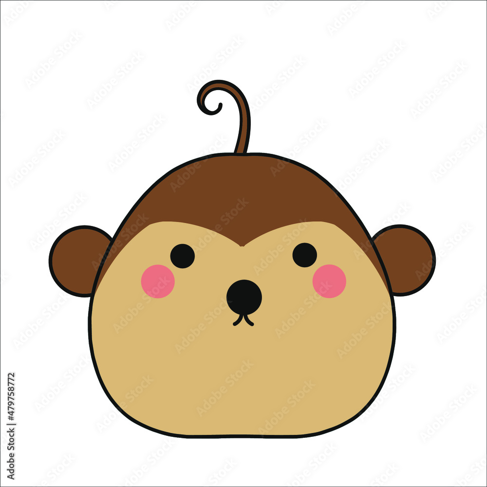 Monkey. Hand drawn flat cartoon vector illustration isolated on white background. Monkey. Hand drawn flat cartoon vector illustration isolated on white background.