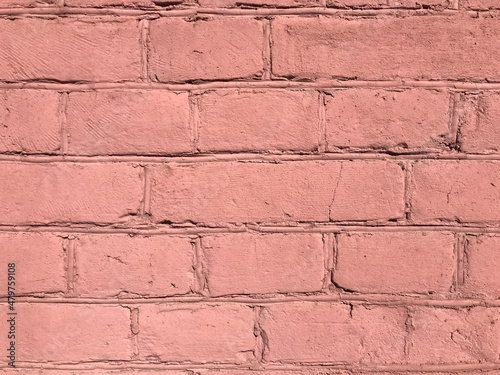 Brick texture in industrial area, light red coloured creative background. © Anton Moskovchenko