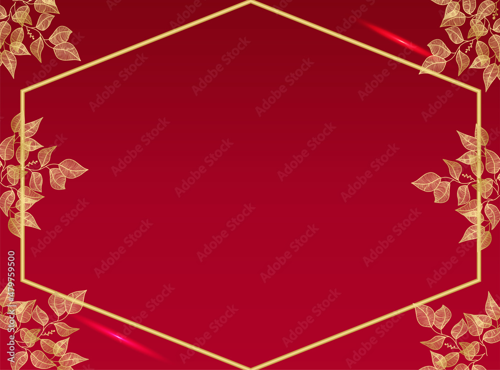 Modern elegant golden red wedding invitation design template Stock ...