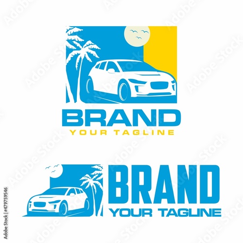 car and beach logo