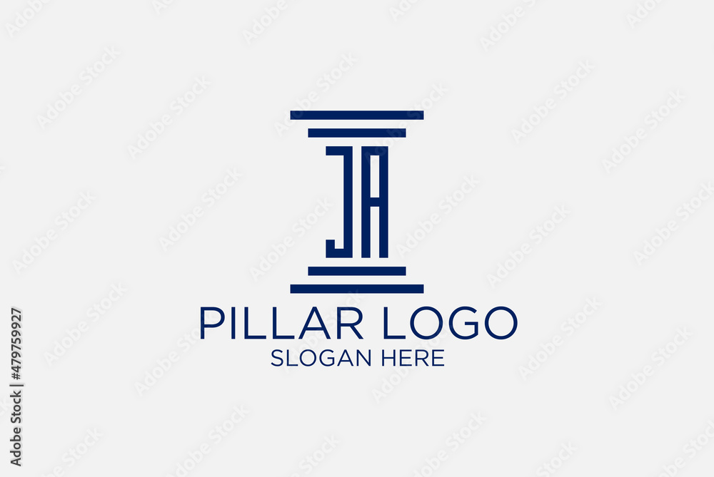 legal pillar logo initials j A. premium vector