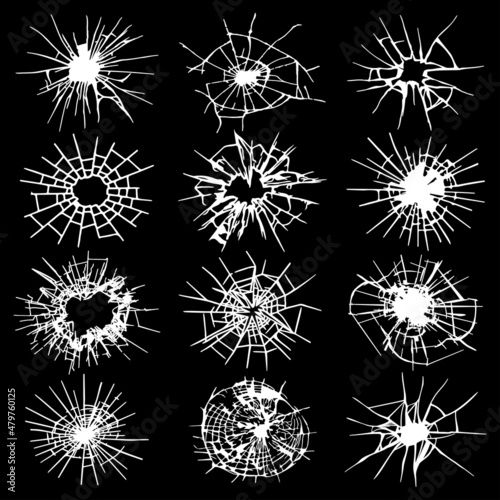 White Cracked Glass Vector Collection photo