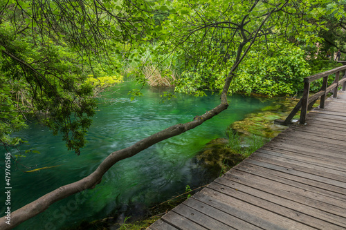 Boardwalk over Krka river in Krka national park  Croatia