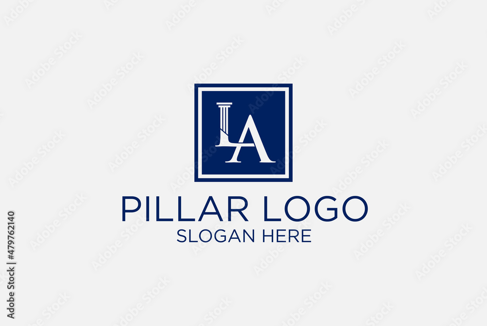 legal pillar logo initials L A. premium vector