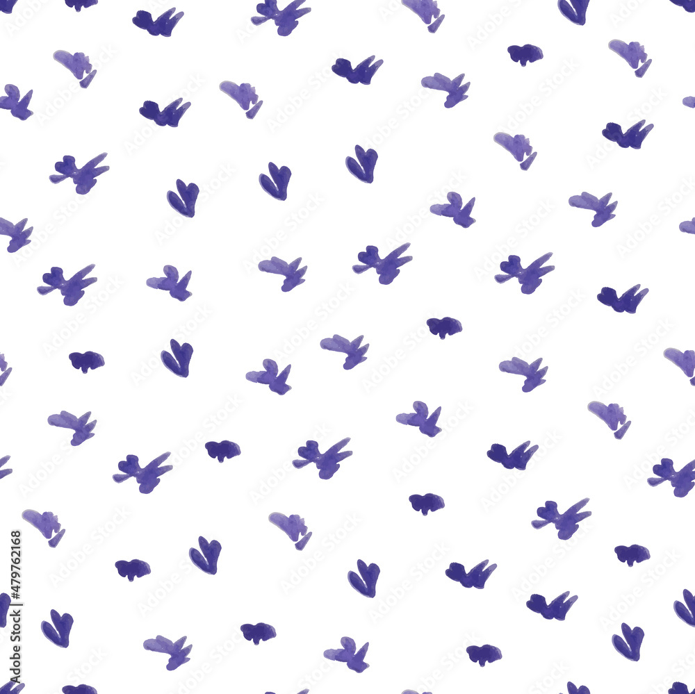 Fototapeta premium lavender flowers watercolor texture vector seamless pattern