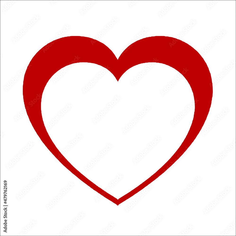 Cut out heart. Hand drawn flat cartoon vector illustration isolated on white background.	