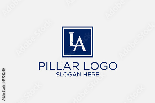 Obraz na płótnie legal pillar logo initials L A. premium vector w salonie