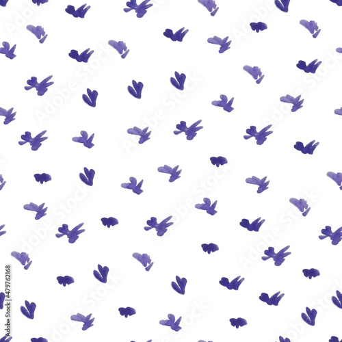 lavender flowers watercolor texture vector seamless pattern