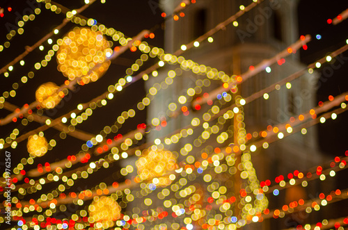 christmas tree lights blur background