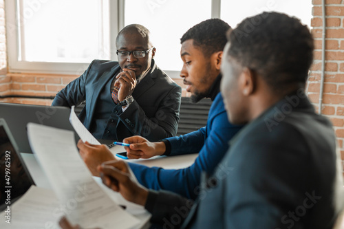 team of young african people in the office at work	
