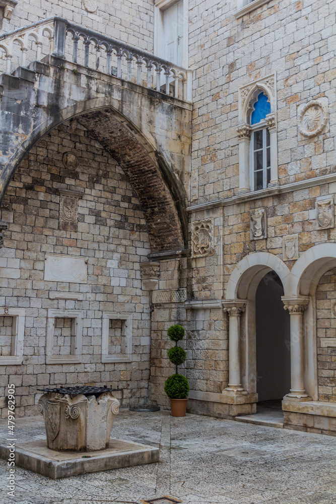 Courtyard of the town hall in the old town of Trogir, Croatia