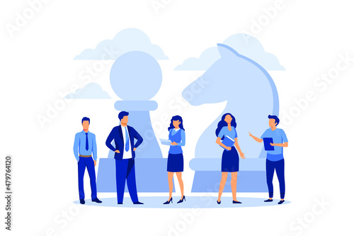 businessmen plan a business plan strategy,concept of strategic movement, great chess flat vector design illustration 