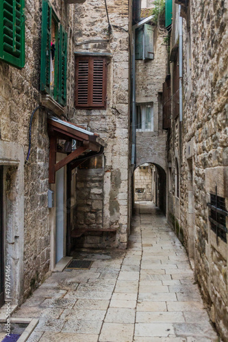 Narrow alley in the old town of Split  Croatia