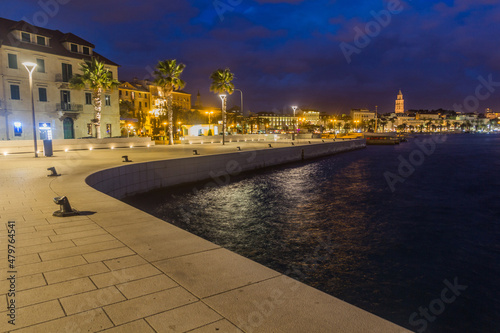 Evening view of Split harbor  Croatia