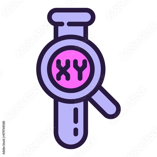 XY test tube icon outline vector. Genetic dna. Science experiment