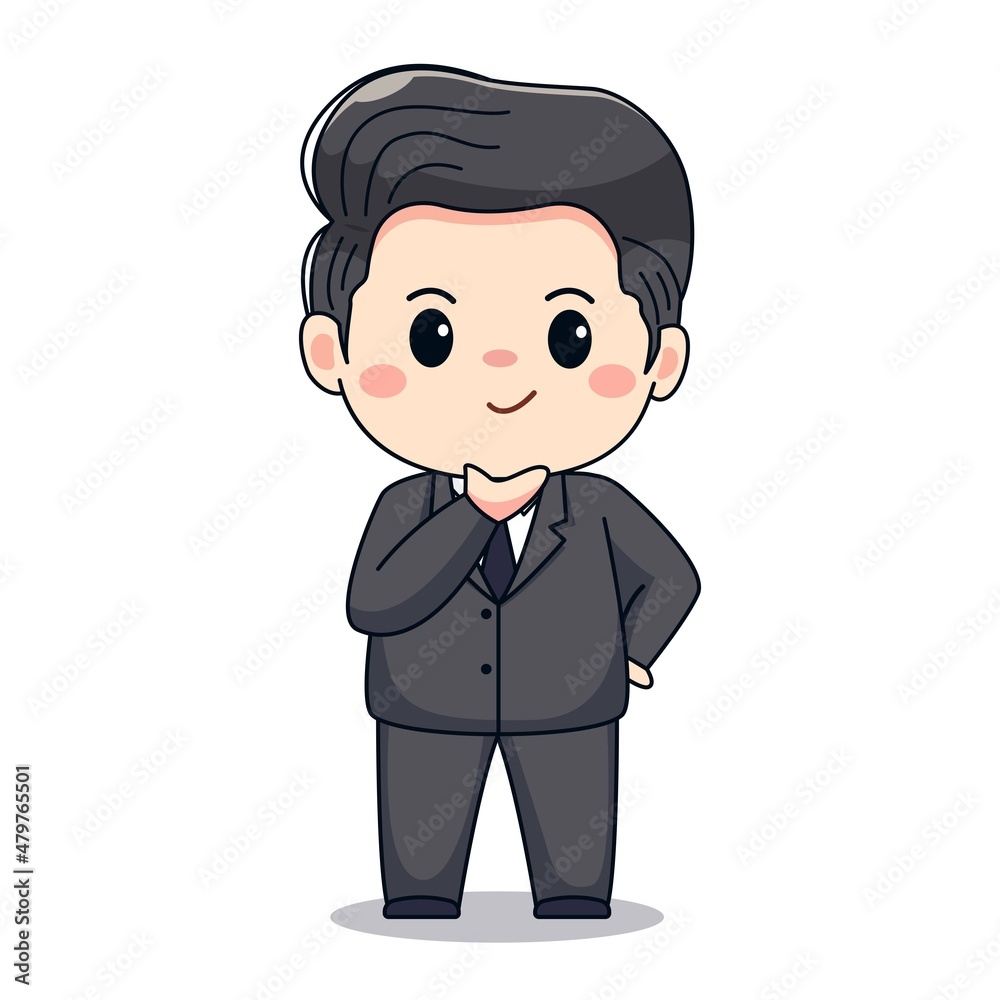 Illustration of a businessman cute kawaii chibi character design Illustration of a businessman cute kawaii chibi character design