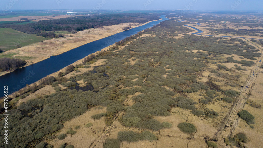 The oxbow lakes of the Odra River near the Kamieniec in Poland