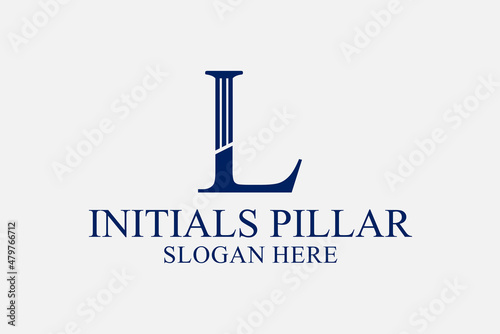 legal pillar logo, initials L. premium vector