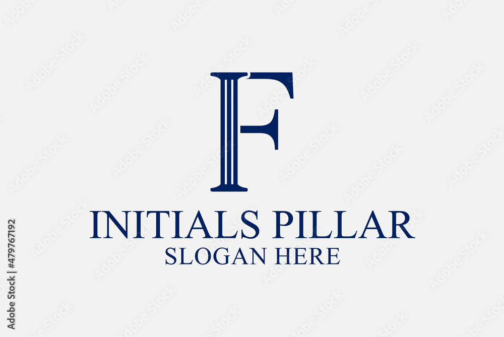 legal pillar logo, initials f. premium vector legal pillar logo, initials f. premium vector