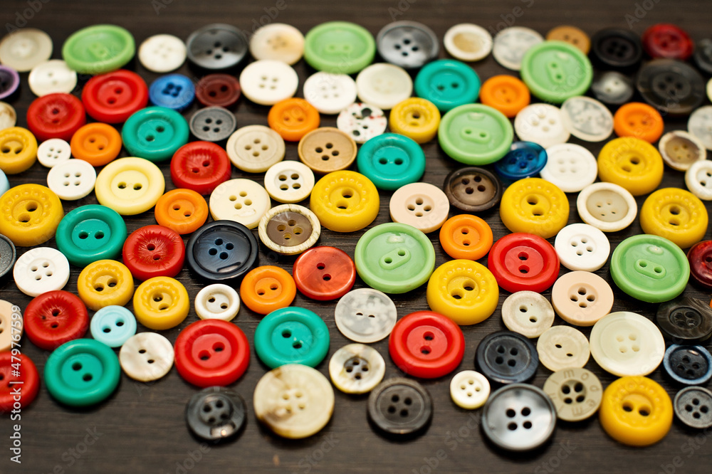 Fototapeta premium Sewing buttons background. Colorful sewing buttons texture