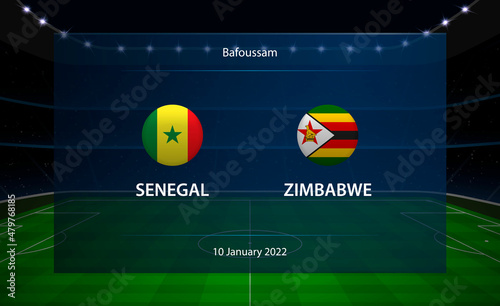 Senegal vs Zimbabwe football scoreboard broadcast graphic soccer